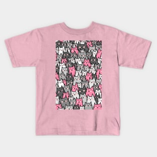 Cat Party - Gray Pink Kids T-Shirt